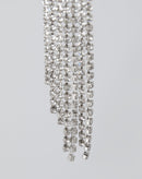 Brinco Cascata Cristais Strass - Prata