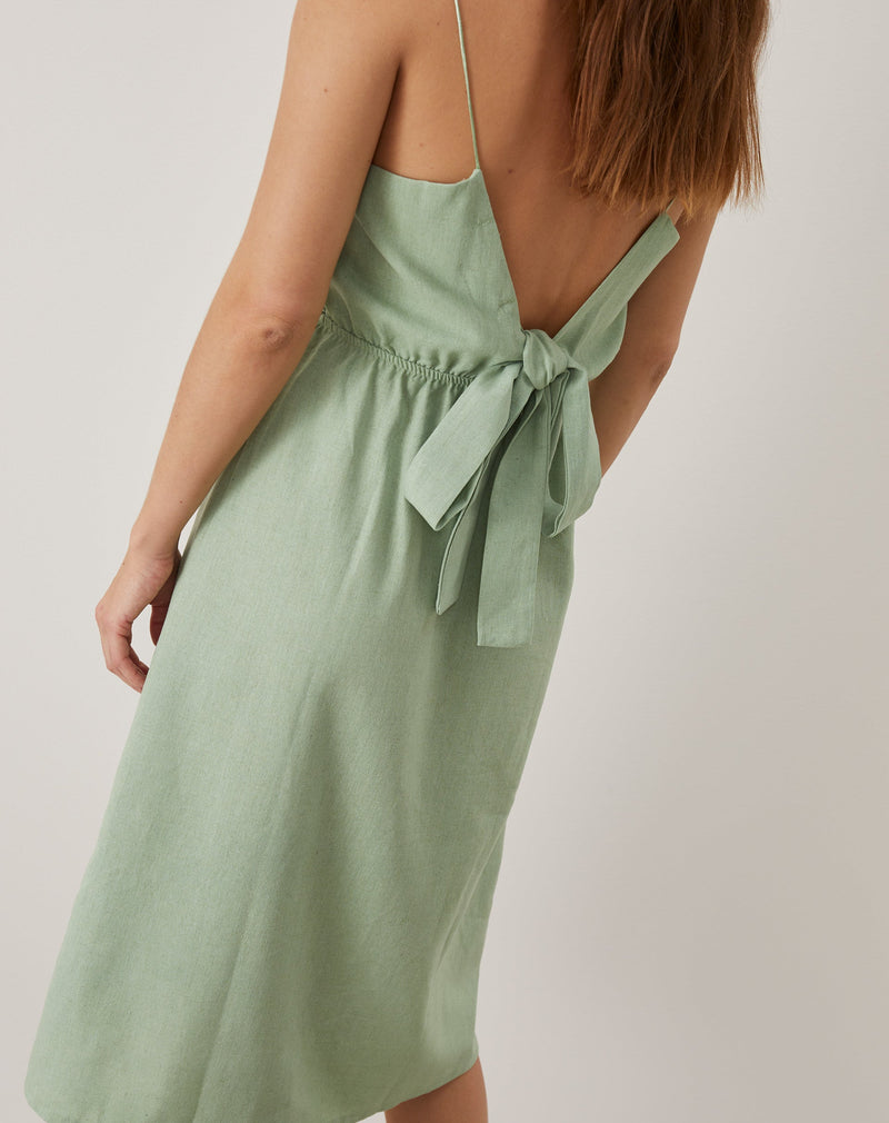 Vestido Midi Alcinha e Laço Costas - Verde