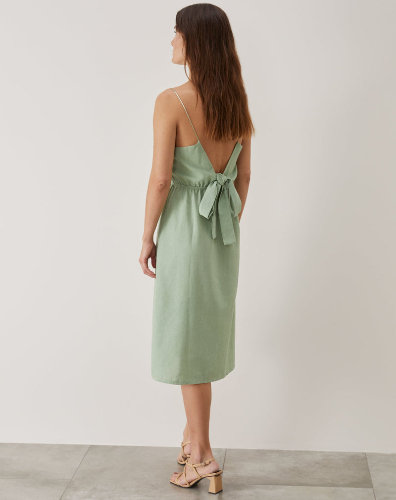 Vestido Midi Alcinha e Laço Costas - Verde