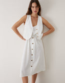 Vestido Midi Alcinha e Laço Costas - Off-white