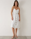 Vestido Midi Alcinha e Laço Costas - Off-white