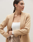 Blazer sem Abotoamento com Bolso - Bege
