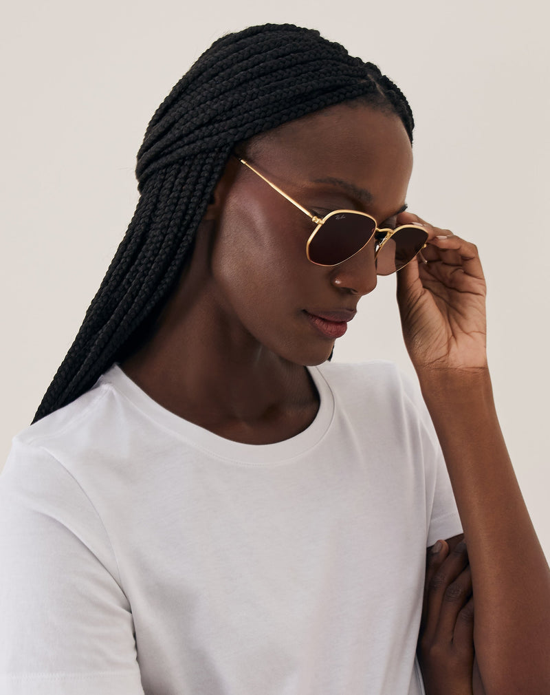 Ray-ban Óculos de Sol Hexagonal Flat Lenses - Dourado / Marrom