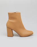 Bota Cano Curto Salto Flare  - Bege Claro