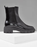 Bota Chelsea Vinil com Elástico Sola Tratorada  - Preto
