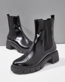 Bota Chelsea Vinil com Elástico Sola Tratorada  - Preto
