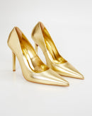 Scarpin Salto Alto Bico Fino - Dourado