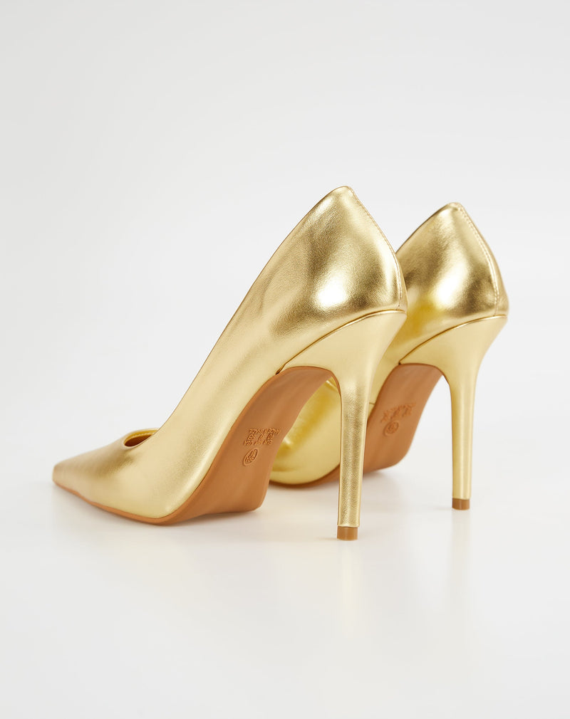 Scarpin Salto Alto Bico Fino - Dourado