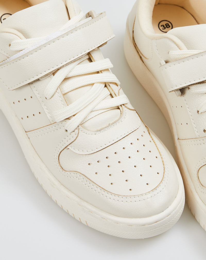Tênis Flatform com Tira de Velcro - Off-white