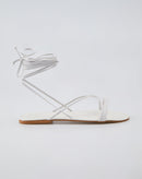 Sandália Rasteira com Amarração Comprida - Off-white