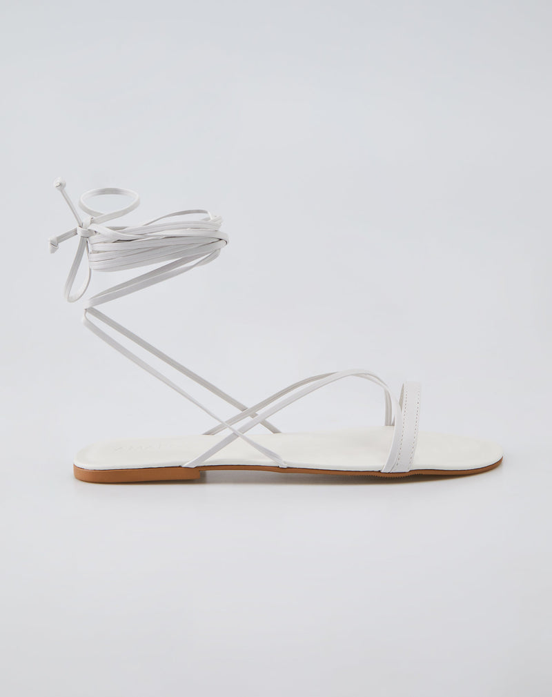 Sandália Rasteira com Amarração Comprida - Off-white