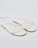 Sandália Rasteira com Amarração Comprida - Off-white