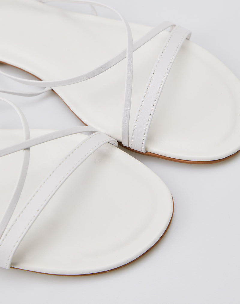 Sandália Rasteira com Amarração Comprida - Off-white