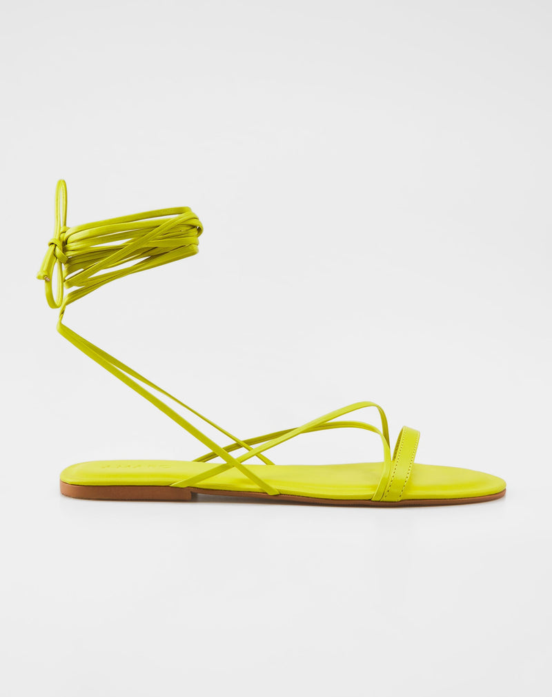 Sandália Rasteira com Amarração Comprida - Verde Lima