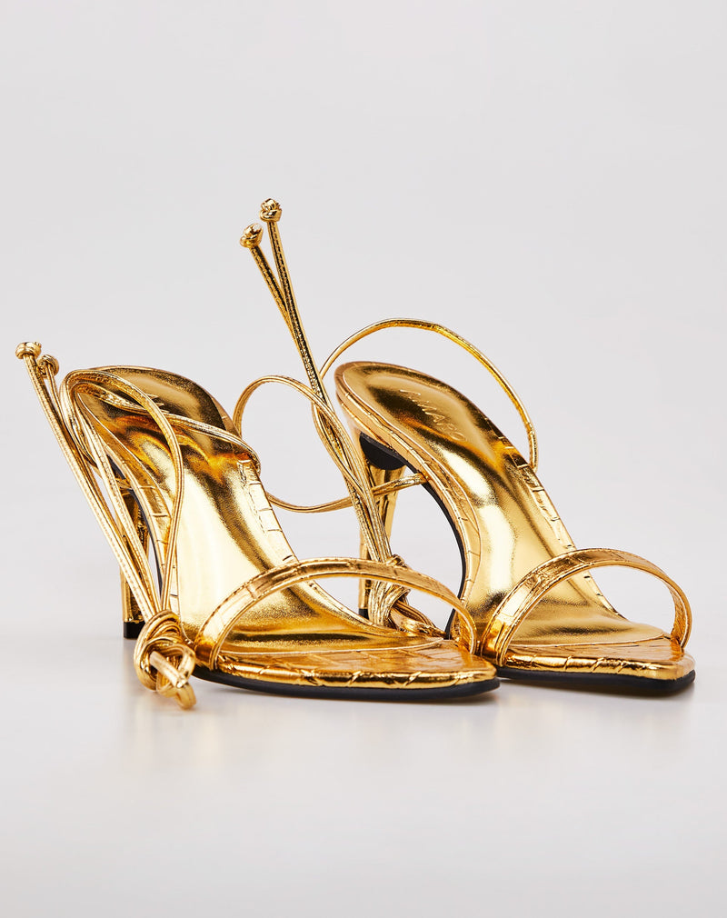 Sandáia Bico Folha de Amarração  - Dourado