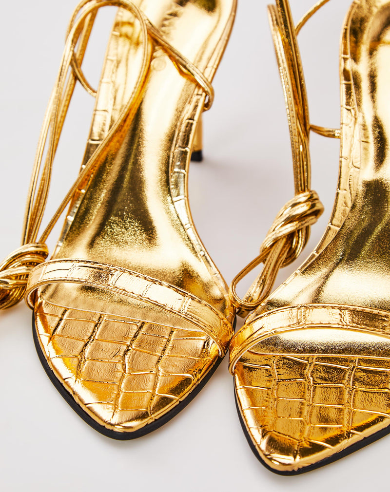 Sandáia Bico Folha de Amarração  - Dourado