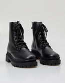 Bota Coturno com Sola Tratorada e Zíper - Preto