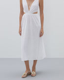 Sandália Salto Bloco Baixo Detalhe em Flor - Dourado Claro