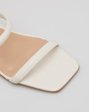 Sandália Mule Salto Grosso Bico Quadrado - Off-white