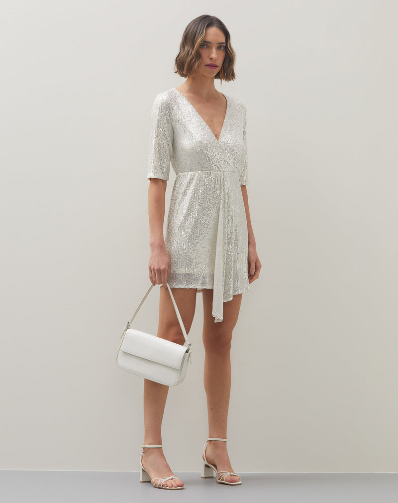 Sandália Salto Retangular com Tiras - Off-white