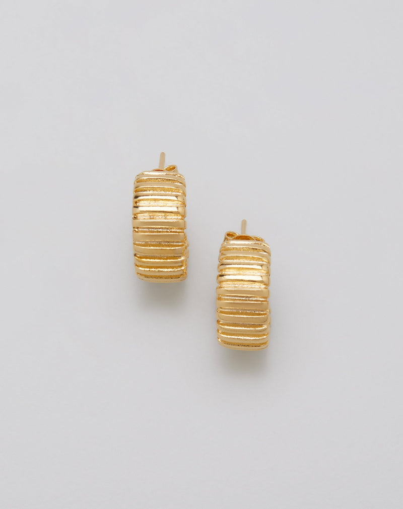 Argola Pequena Essential Texturizada Folheada  - Dourado