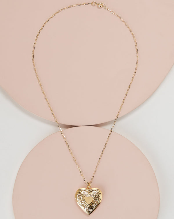 Colar Relicário Coração Vintage Essential - Dourado