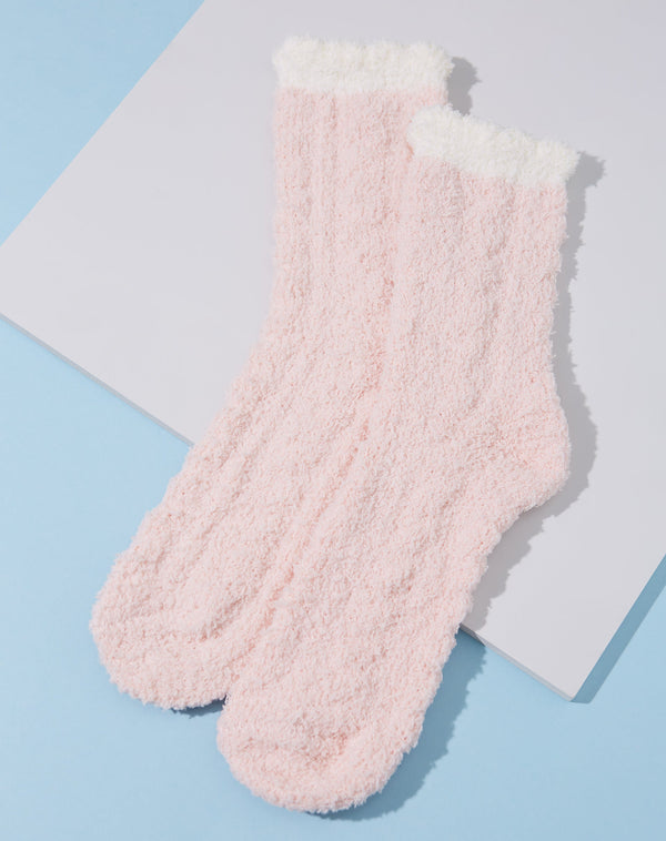 Meia Felpuda Bicolor - Rosa Claro