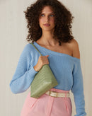 Bolsa Média Textura Croco - Verde