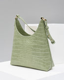 Bolsa Média Textura Croco - Verde