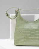 Bolsa Média Textura Croco - Verde
