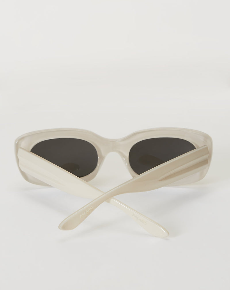 Óculos de Sol Retangular Retrô Acetato Reciclado - Off-white