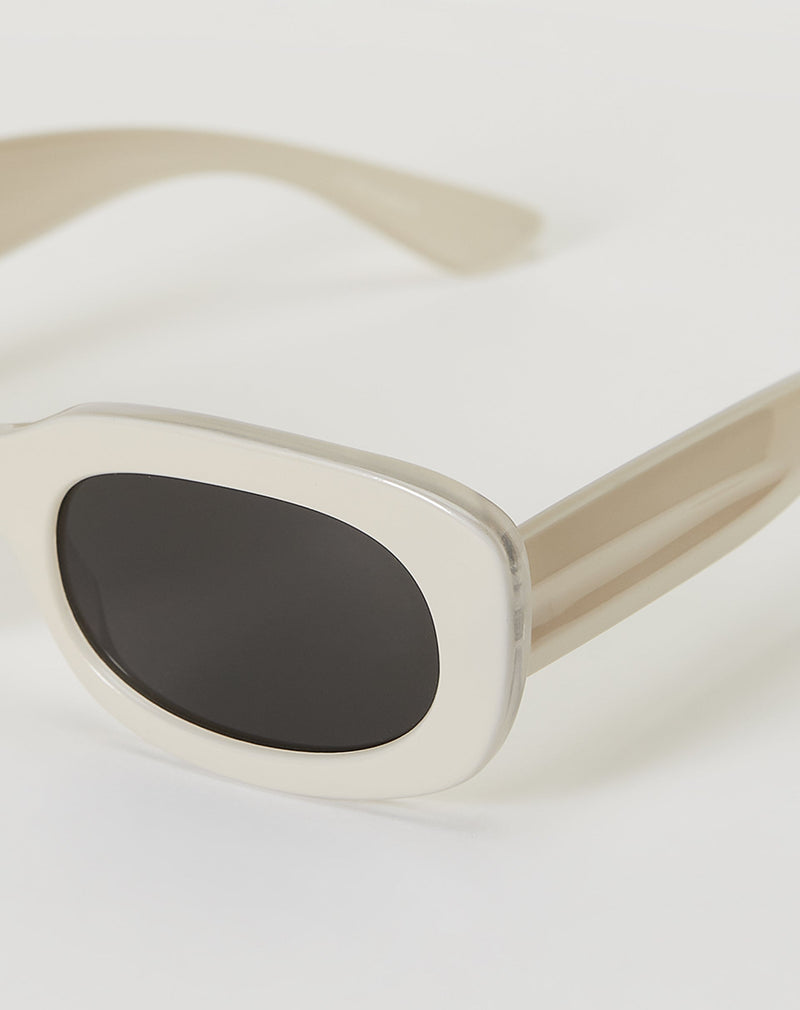 Óculos de Sol Retangular Retrô Acetato Reciclado - Off-white