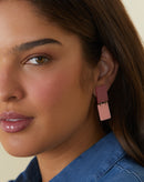 Brinco Minimal Bicolor Acrílico - Rosa