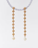 Brinco Bolhinhas com Pérola de Água Dôce  - Dourado