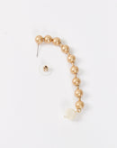 Brinco Bolhinhas com Pérola de Água Dôce  - Dourado