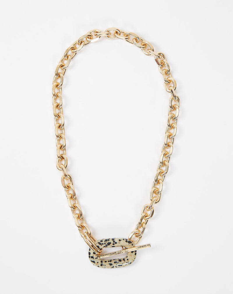 Colar Corrente com Elo de Pedra Semi Preciosa - Dourado