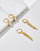 Kit 2 Brincos Argola Pingente Folheados - Dourado