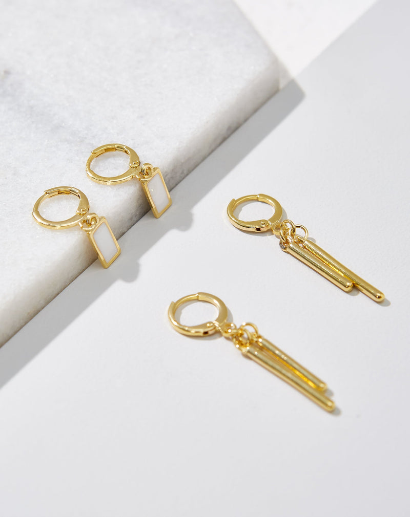 Kit 2 Brincos Argola Pingente Folheados - Dourado