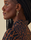 Kit 2 Brincos Argola Pingente Folheados - Dourado