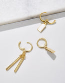 Kit 2 Brincos Argola Pingente Folheados - Dourado