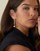 Brinco Corrente Folheada Pérola Barroca - Dourado