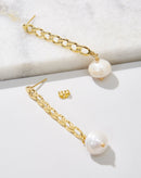 Brinco Corrente Folheada Pérola Barroca - Dourado