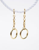 Brinco Comprido Argolas Folheado - Dourado