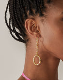 Brinco Comprido Argolas Folheado - Dourado