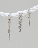 Kit 3 Brincos Folheados Mini Correntes - Prata