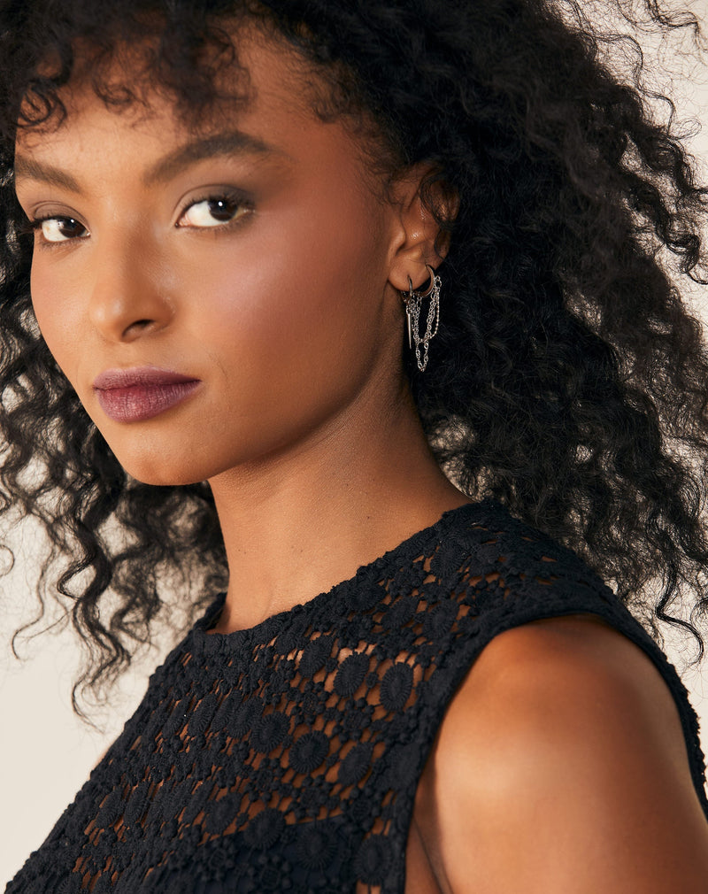 Kit 3 Brincos Folheados Mini Correntes - Prata