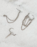 Kit 3 Brincos Folheados Mini Correntes - Prata