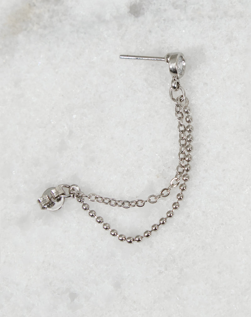 Kit 3 Brincos Folheados Mini Correntes - Prata