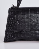 Bolsa Croco Angular com 2 Alças - Preto