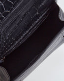 Bolsa Croco Angular com 2 Alças - Preto